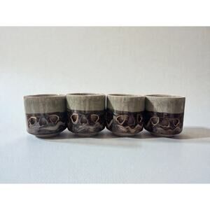 Vintage Somayaki Tea Cups Soma Ware Double Wall Crackle Made in Japan Set of 4